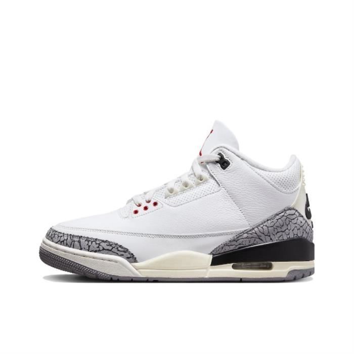 Basket Jordan Air Jordan 3 Blanc Gris Lacets Cuir Couleurs multiples Cdiscount Chaussures