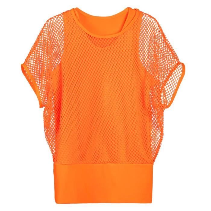 Débardeur Femme Boland - Haut Orange Fluo Doublure Résille - Look Flashy - Utilisation Extérieur