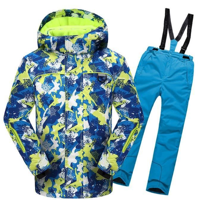 Combinaison De Neige Enfant 2 Pièces - Veste à Capuche + Pantalon - Imperméable Coupe-Vent - Pour Ski, Jeux D'Hiver