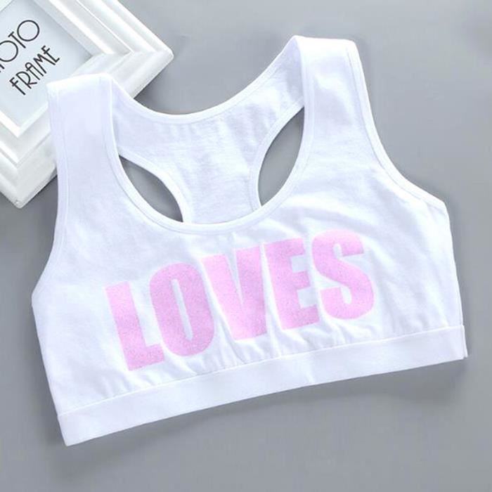 IKOPFLN Lot De 3 Soutiens-Gorge D'Entraînement Sans Couture Filles 7-12 Ans - Brassières Coton Sport