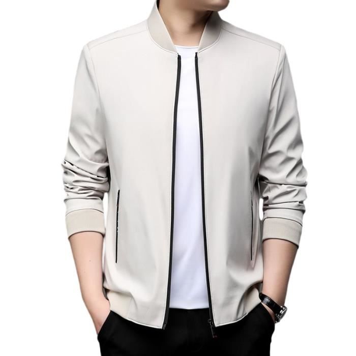 BREEWO Veste Homme Décontractée Col Montant - Veste Transition Printemps Automne Plusieurs Poches Zip Tendance Pour Extérieur Alpinisme