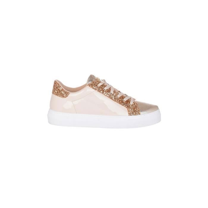 Guess Sneaker Femme - Guess - Carol - Vernie Beige - Taille 40 EU - Lacets - Détails Pailletés