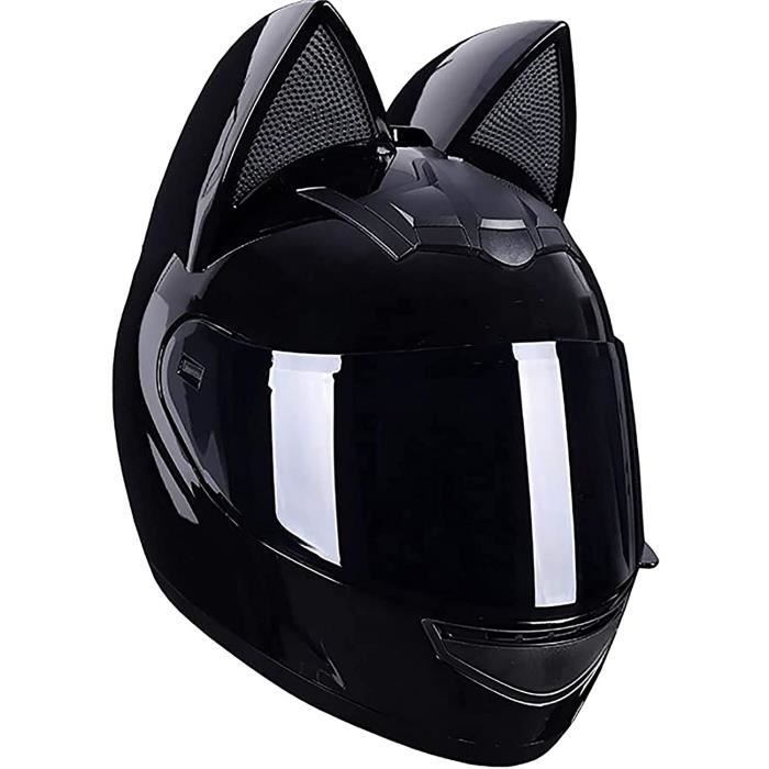 Casque d'oreille de chat personnalisé, casque de moto noir pour femme fille  adulte Casque de moto intégral certifié DOT Casques qu - Cdiscount Auto