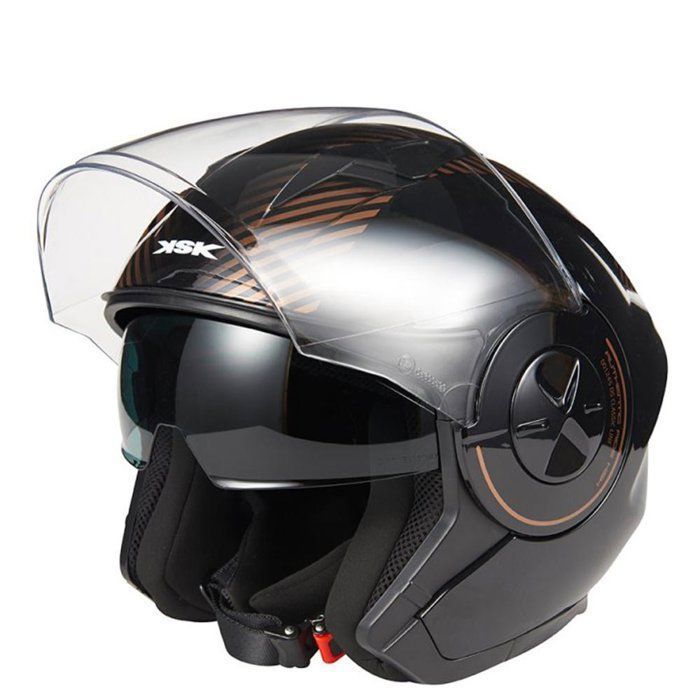 Casco Jet KSK DS ARROW COPPER - Nero/Ramato, Taglia S (55-56 Cm) - Omologato ECE 22.06