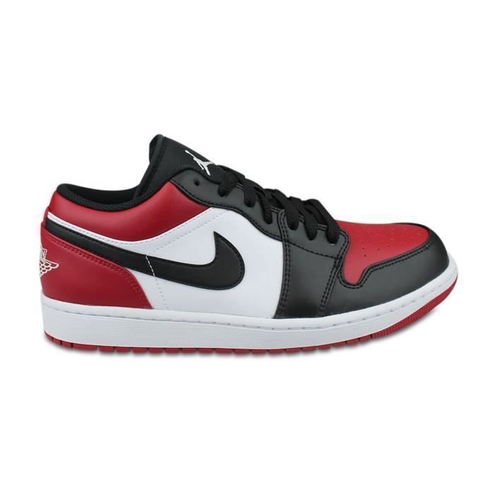 Basket Air Jordan 1 Low Bred Toe Rouge - Nike - Homme - Lacets - Cuir