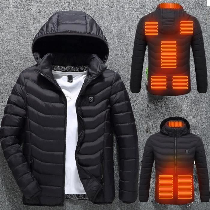 Veste Chauffante Homme USB Chauffante electrique Veste 8 Zones de Chauffage Noir Non compris l alimentation mobile