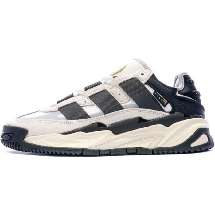 Baskets Homme Adidas Niteball - Beige/Noir - Chaussures basses - Tige en daim et textile - Fermeture par lacets