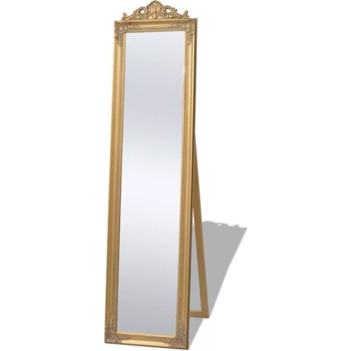 Miroir sur pied Style baroque 160 x 40 cm Doré