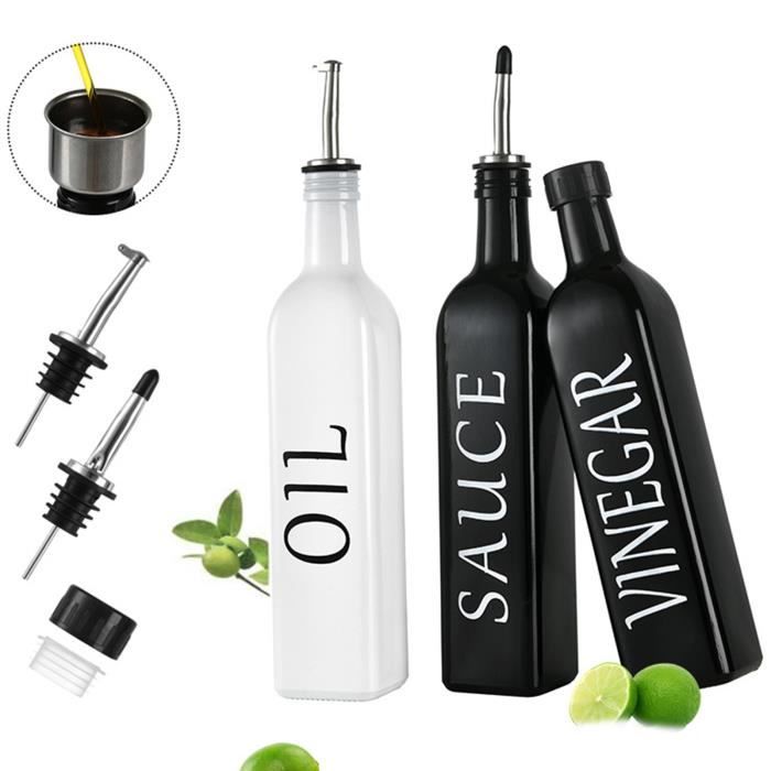 Distributeur D'huile Bouteille D'huile En Verre Et En Acier Inoxydable Pour Vinaigre De Sauce De