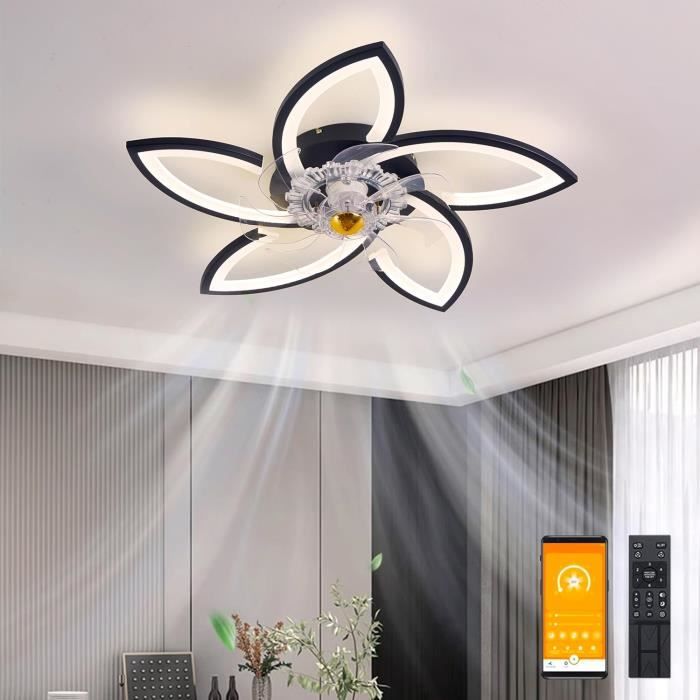 KeLuKes Plafonnier Ventilateur de Plafond Blanc, 78cm Ventilateur Plafond avec Lumiere Chambre, Cc Minuteur Silencieux Gradable Lustre Ventilateur 6 Vitesses Pour Salon