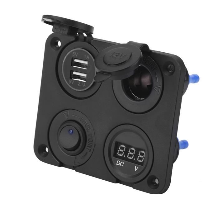 Panneau 4 Interrupteurs à Bascule LED IP66 Étanche 12-24V - Rouge Bleu Pour Camion Bateau Voiture 4 Gang Avec Autocollants DIY