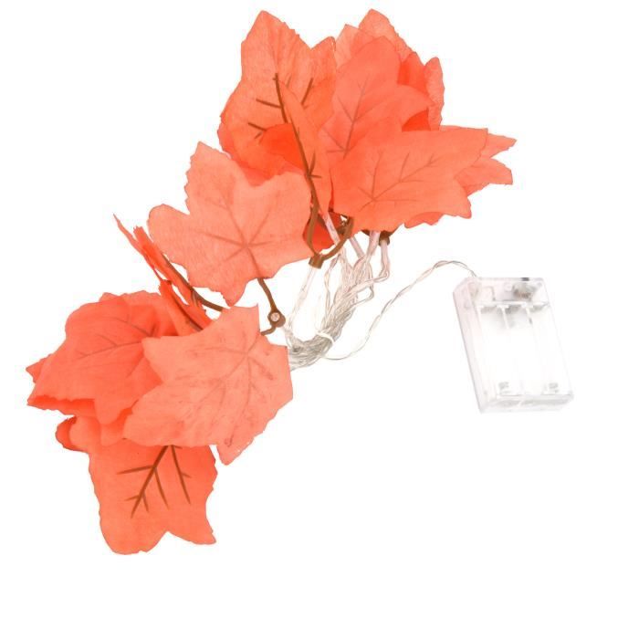 Guirlande Lumineuse Automne 3 Mètres 20 LED - Feuilles D'érable Avec Minuterie, Alimentation Par Piles