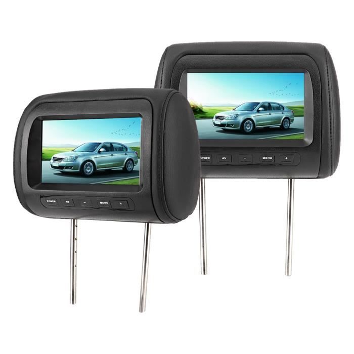 Sonew Lecteur de voiture 2pcs 7 in contrôle sans fil appui-tête réglable lecteur vidéo LCD MP5 affichage noir