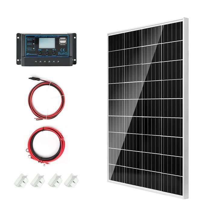 Topsolar Kit De Panneau Solaire 100 W 12 V Monocristallin Hors Réseau Pour Maisons, Camping-cars