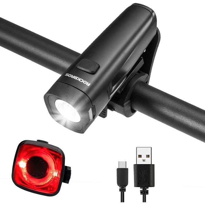 Kit éclairage Vélo Avant/arrière Rechargeable USB - Avec Indicateur De Freinage - Homologué StVZO, étanche IPX5