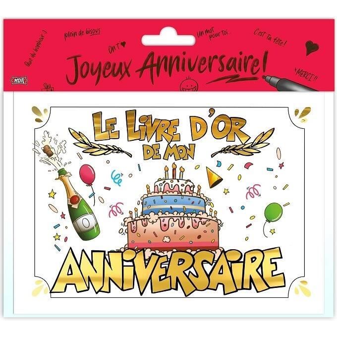 Livre dor Joyeux Anniversaire Bleu Marine et Or Chal