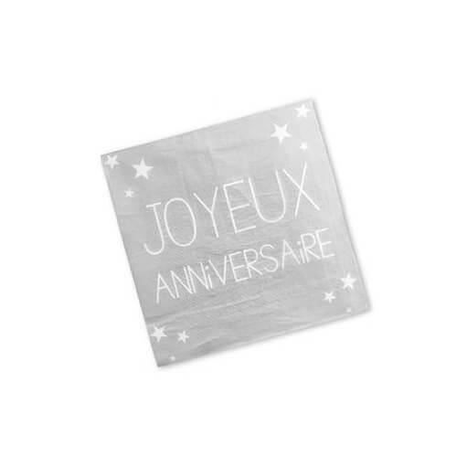 Serviette joyeux anniversaire grise (x24) REF/S3PA00G - Cdiscount Maison