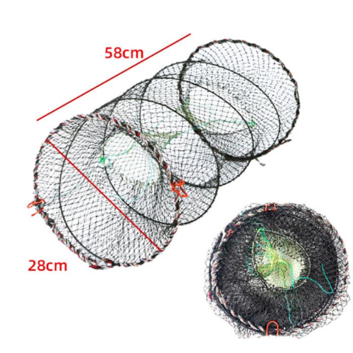 TD® Filet de pêche de printemps Cage de crabe ronde pliante Cage de crevettes fil Nylon maille solide et Durable matériel de pêche