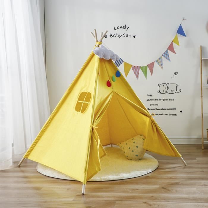 Tente De Jeu Tipi Indian Pour Enfants Bebe Chambre Princesse Jaune Cdiscount Jeux Jouets