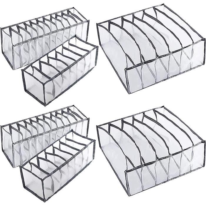 kiximay Lot de 6 Boîtes de Rangement Tiroir en Tissu – Organisateurs de Tiroir et Armoire