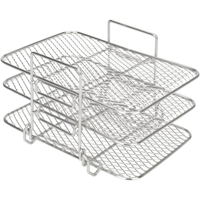 Grille/Plaque De Rechange Pour Friteuse à Air - Acier Inoxydable 20,8x20,8 Cm - Pare-chocs Caoutchouc - Pour Cuisson Uniforme