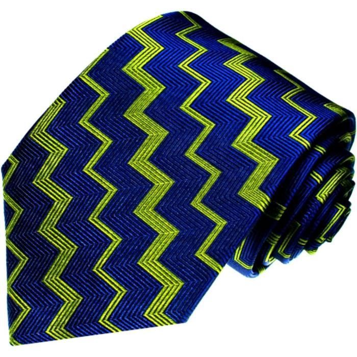 Cravate Homme Vintage En Soie 100% - Motif Diamants Bleu, Crème, Rouge, Marque V&A, Occasion