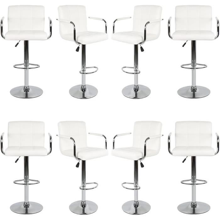 Tabourets De Bar Herbalady - Lot De 2 - Cuir PU - Hauteur Réglable - Rotatif 360°