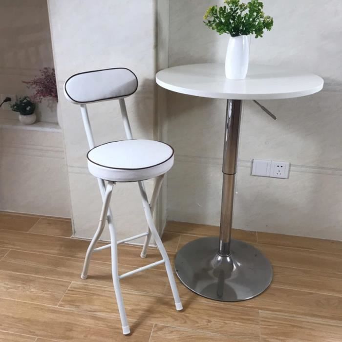 Tabouret de Bar Pliant avec Dossier Rembourré, Noir Chaise Haute de Petit Déjeuner Rond Pliable, Tabouret de Hauteur de Comptoir Portable pour Extérieur Camping Cuisine Café (Color : Black, Size : 1