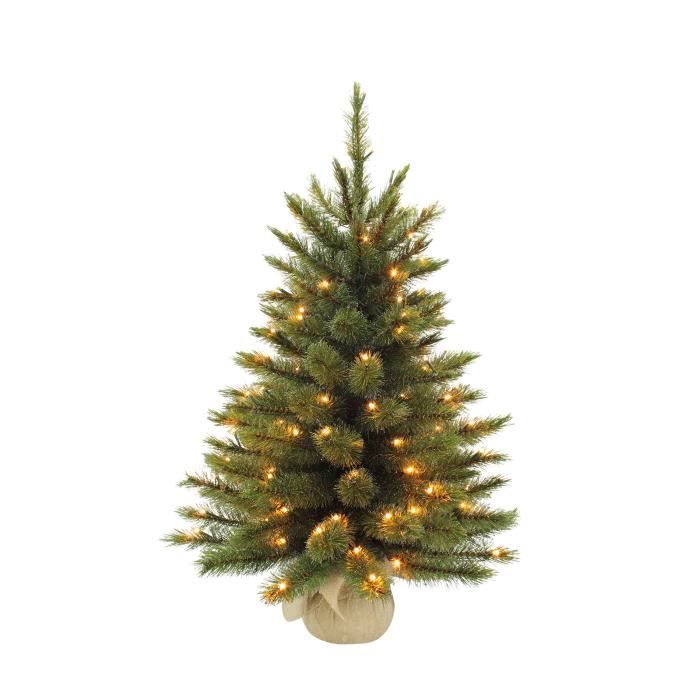 Sapin De Noël Artificiel 120 Cm Avec Guirlandes LED - PVC Vert Ignifuge - Montage Rapide - Support Inclus - Décorations Fêtes - 3