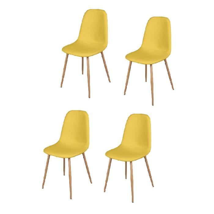 chaises - lot de 4 chaises en tissu "oslo" - jaune moutarde - l 54 x l 45 x h 87 cm