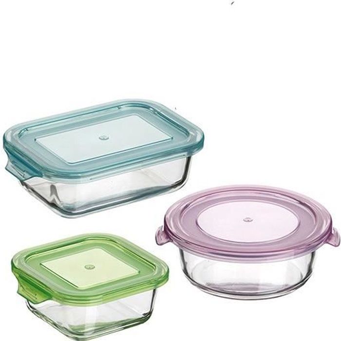 Lot de 9 boîtes de Conservation Alimentaire en Verre Solide avec Couvercle Hermétique Étanche Pour Aliments Adulte et bébé 3 Formes