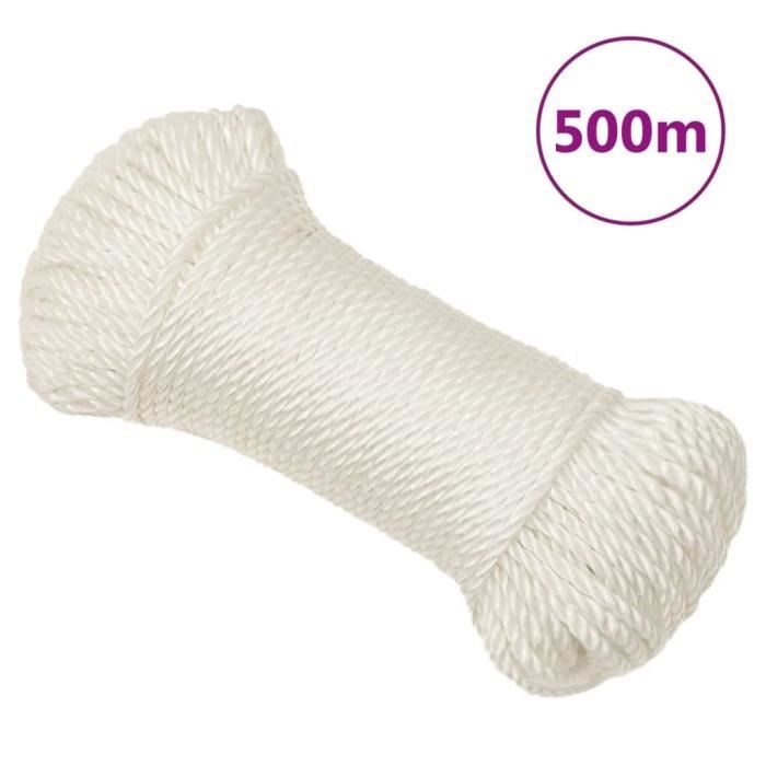 153049 vidaXL Corde de travail Blanc 8 mm 500 m polypropylène