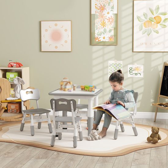 NAIZY Table Pour Enfant Avec Chaise - Table De Jeu Multifonction Avec Rangement - Réglable En Hauteur - À Partir De 3 Ans