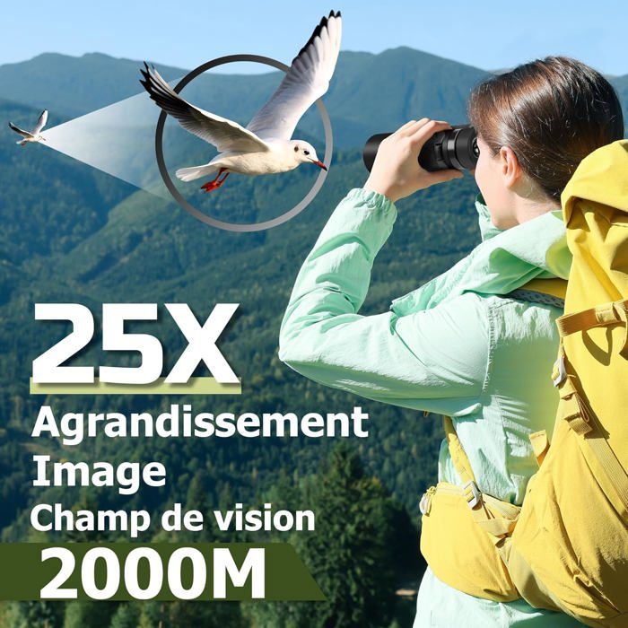 Jumelles Compactes Flintronic 12x25 - Prismes BAK4, FMC, Légères 270g, Pour Observation Et Voyages - 11