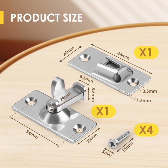 Sollbry Verrou De Porte à Angle Droit à 90 Degrés Boucle Verrouillage De Porte Et Fenetre Verrouillage De Porte Coulissante Verrouillage De Porte Noir 84730652