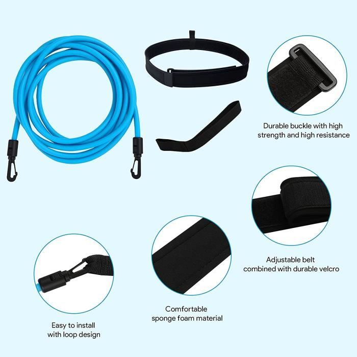 Ceinture De Natation élastique FGen 4m - Avec Pince-nez Et Bouchons D'oreilles