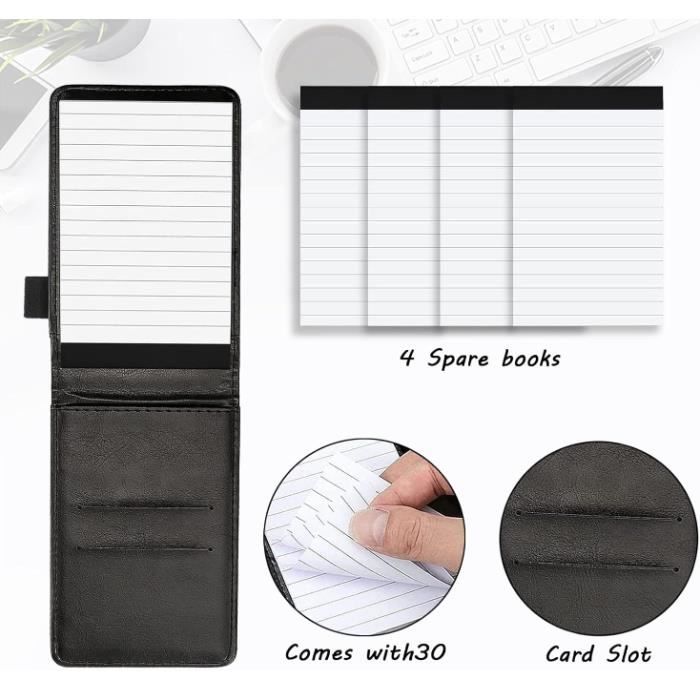 KINBOM 8 Piezas Pequeño Bloc De Notas De Cuero Con 7,6 X 12,7cm Blocs De Notas De Repuesto Y Un Bolígrafo De Metal Portátil Multifuncional Mini Bloc De Notas Para Adultos Estudiantes