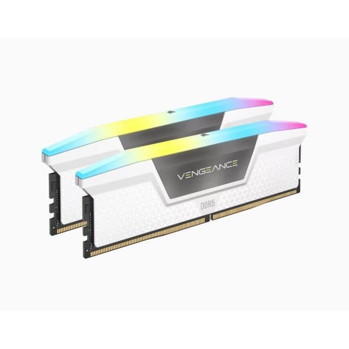 Memoire RAM CORSAIR Vengeance RGB DDR5 32GB 2x16GB DIMM 6000 MHz 1 35V Blanc CMH32GX5M2D6000C36W Cdiscount Informatique