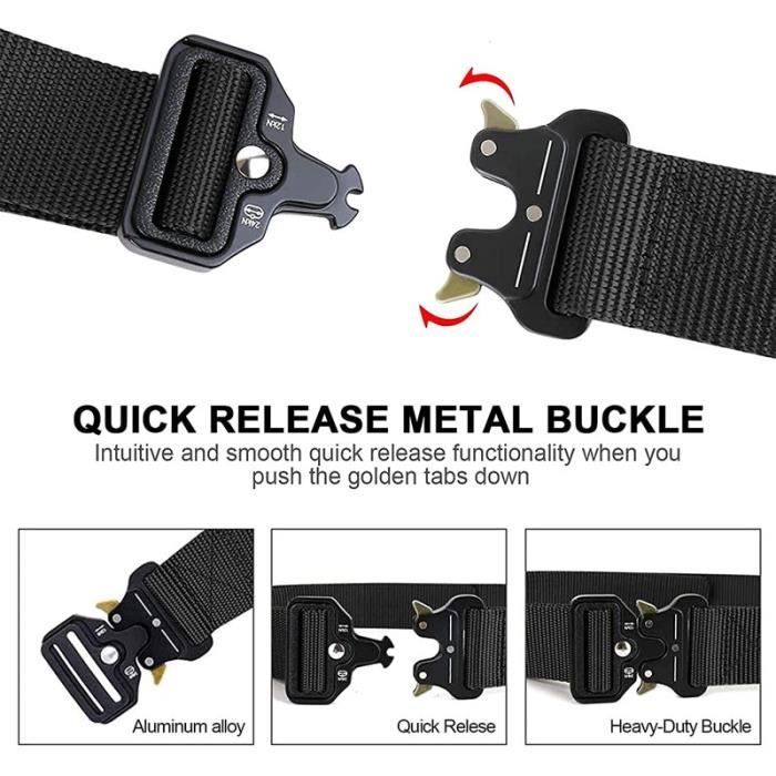Ceinture Tactique Homme Avec Sac Militaire - Nylon Résistant, Boucle Métal Libération Rapide, Noir - Idéal Airsoft, Sécurité, Chasse