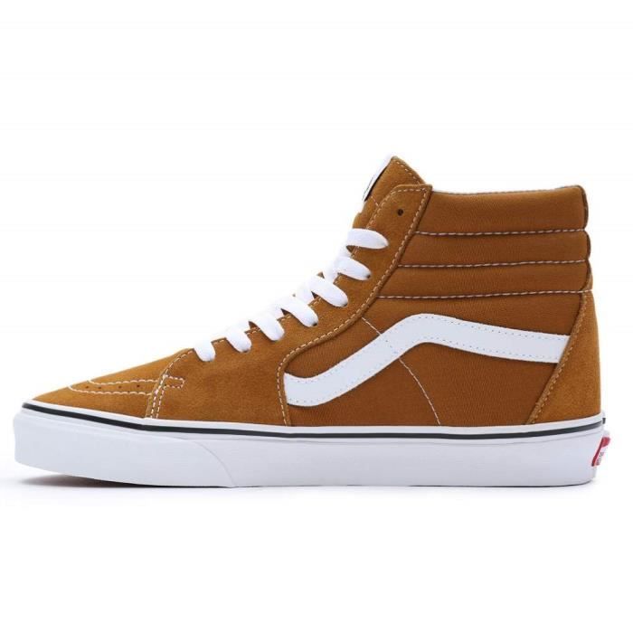 Chaussures Vans Sk8 Hi pour Homme Marron Cuir Lacets Marron