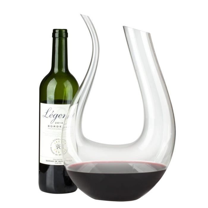 Décanteur en Cristal Rotation à 360°, Carafe à Décanter en Verre de 1.5 L,  Aérateur de Vin rouge, Ensemble de Carafe à Vin