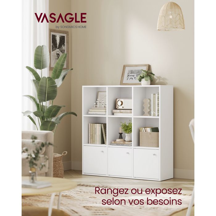 Bibliothèque, Armoire Haute, Buffet, 3 Tiroirs De Tailles Différentes, étagères Réglables, Hauteur 180 Cm, Pour Salon, Chambre, Bureau, Moderne, Gain De Place, Blanc Neige