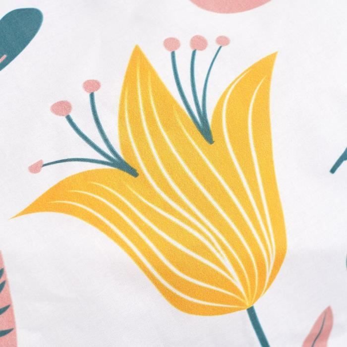 Parure De Lit 2 Personnes 220x240 Cm Coton – Imprimé Floral Jaune, Réversible, Doux Et Certifié Oeko-Tex