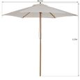 Parasol droit rond en bois de bambou - HOMCOM - Toile polyester 180g/m² - Diamètre 2,5 m - Crème-2