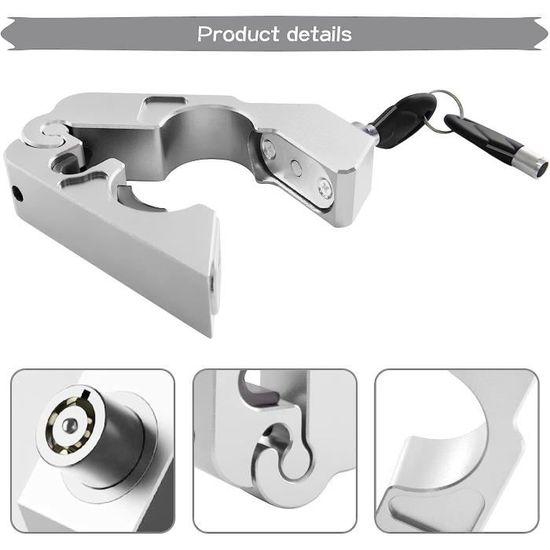 KRASER KR720B Antivol Moto Guidon – Bloque Levier Frein/Embrayage, Grip Lock Universel, Serrure Clic, Aluminium Robuste Scooter Quad Vélo Électrique