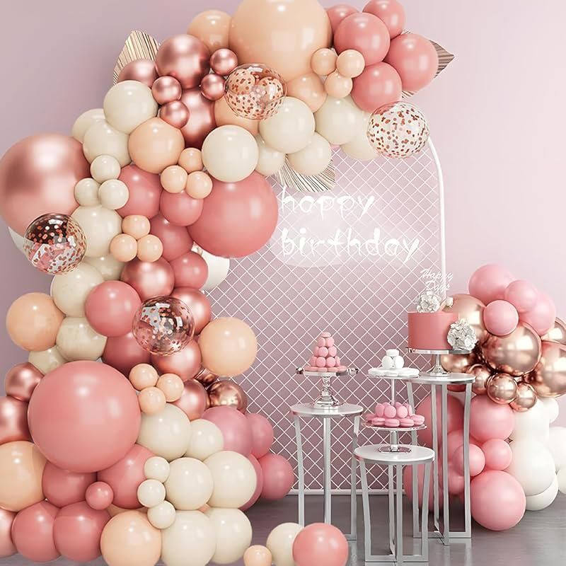 Kit Arche Anniversaire Ballon Rose, 116Pcs Guirlande Ballon Rose Gold Macaron Rose Avec Ballons Kit Arche Anniversaire Ballon Rose, 116Pcs Guirlande Ballon Rose Gold Macaron Rose Avec Ballons