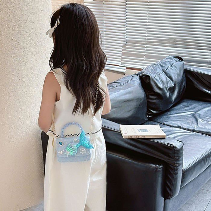 Sac à bandoulière queue de sirène à paillettes pour filles, sacoche à fermeture éclair, porte-monnaie, sacs à bandoulière, portefeuille porte-cartes scintillant, cadeaux pour enfants  1524