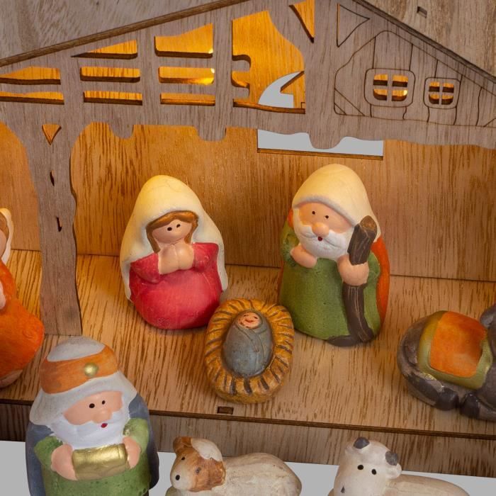 Spetebo Lot De 10 Figurines Crèche Noël Peintes à La Main - 11 Cm