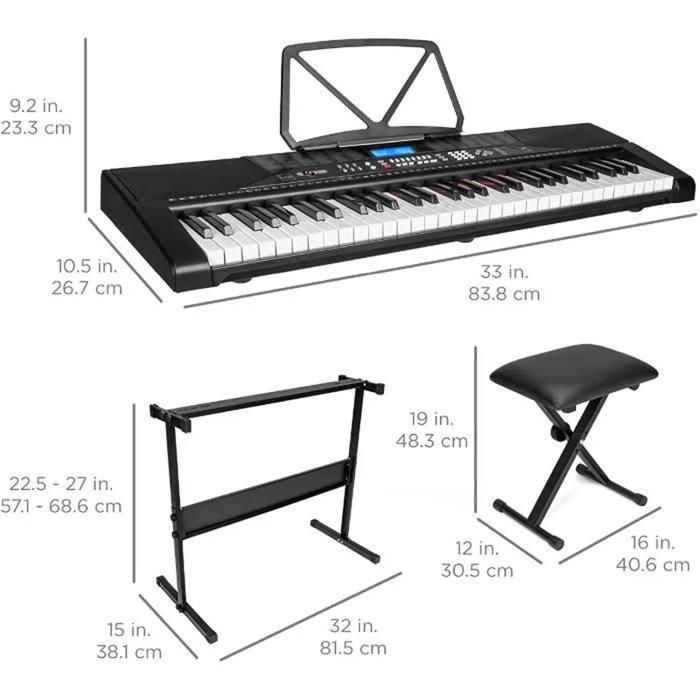 Piano électronique 61 touches Clavier - Piano Numérique avec Support,  Tabouret Pliable et Casque, pour Enfan Adulte - Cdiscount Instruments de  musique