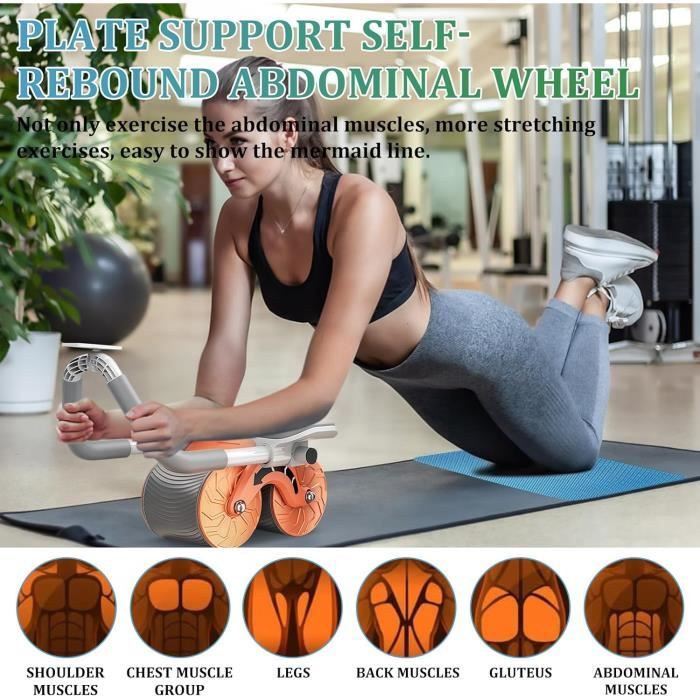 Ab Roller Wheel,Roue Abdominale À Rebond Automatique avec Double Roues Stables,Core Strength Training Pour Maison, Gym - Sport